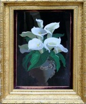 ANTIQUE OIL PAINTING ON MIRROR