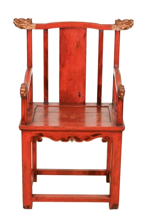 ANTIQUE ORIENTAL RED LACQUERED HIGH