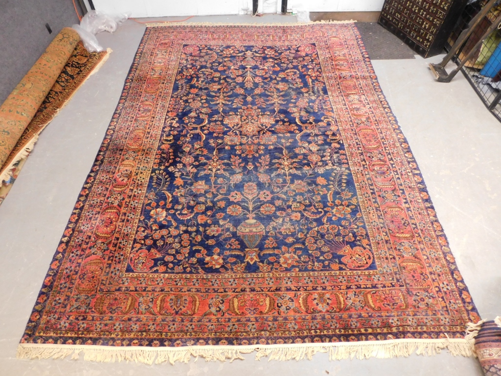 ANTIQUE ORIENTAL SAROUK BLUE