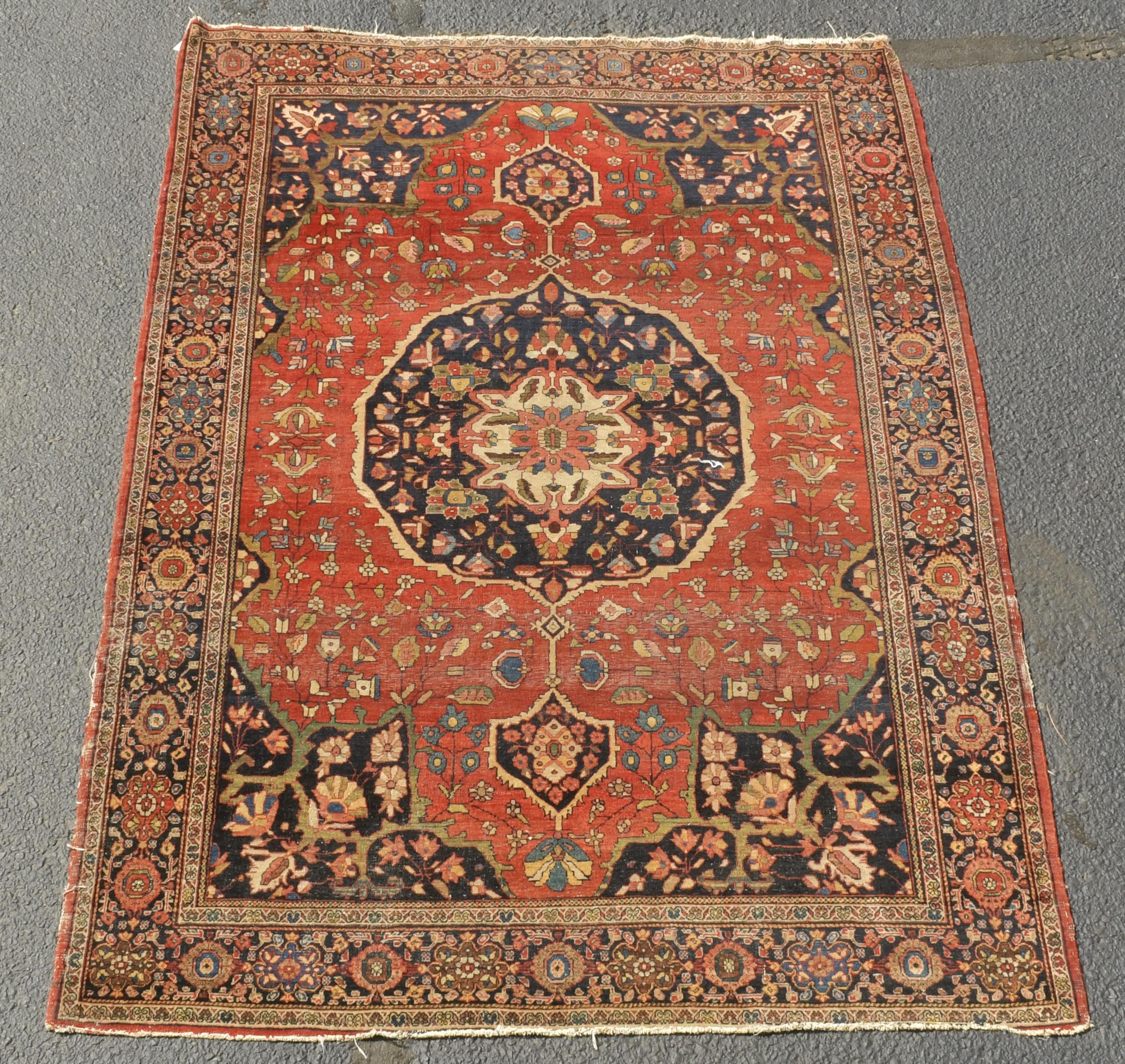 ANTIQUE ORIENTAL SCATTER RUG.