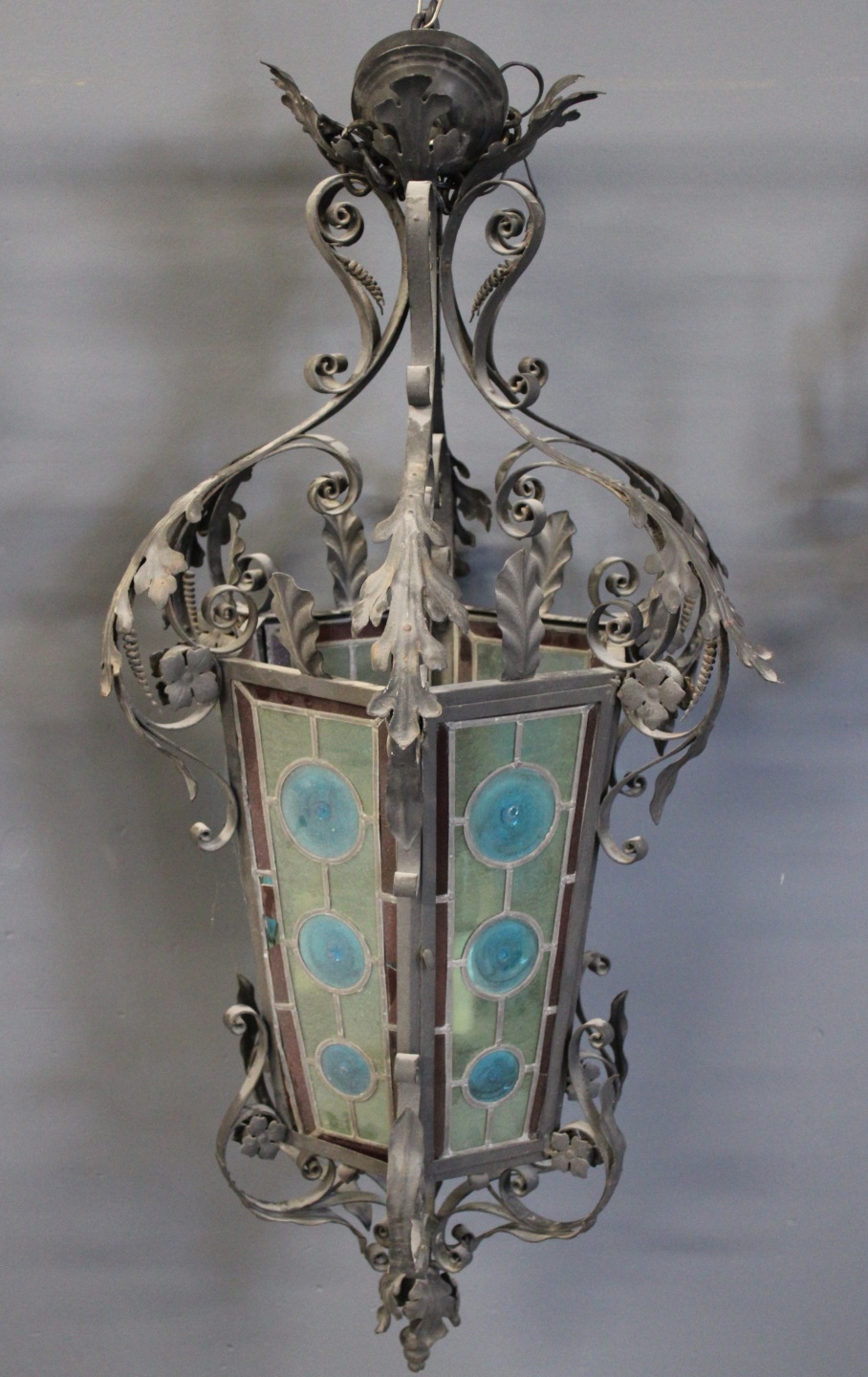 ANTIQUE OUTDOOR LANTERN WITH SCROLL