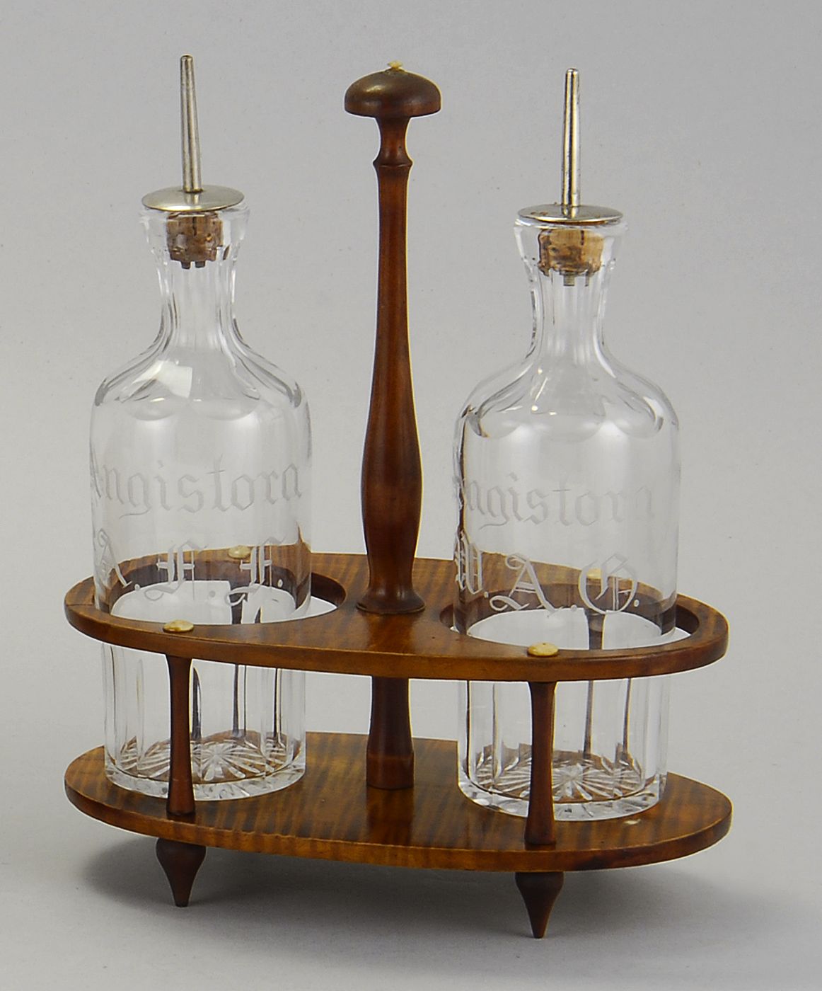 ANTIQUE OVAL TWO-BOTTLE LIQUEUR
