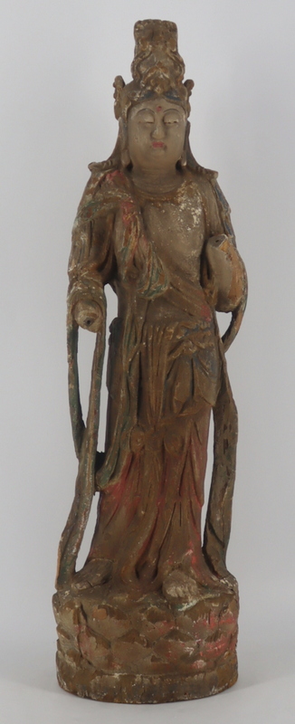 ANTIQUE PAINT AND GESSOED CARVING