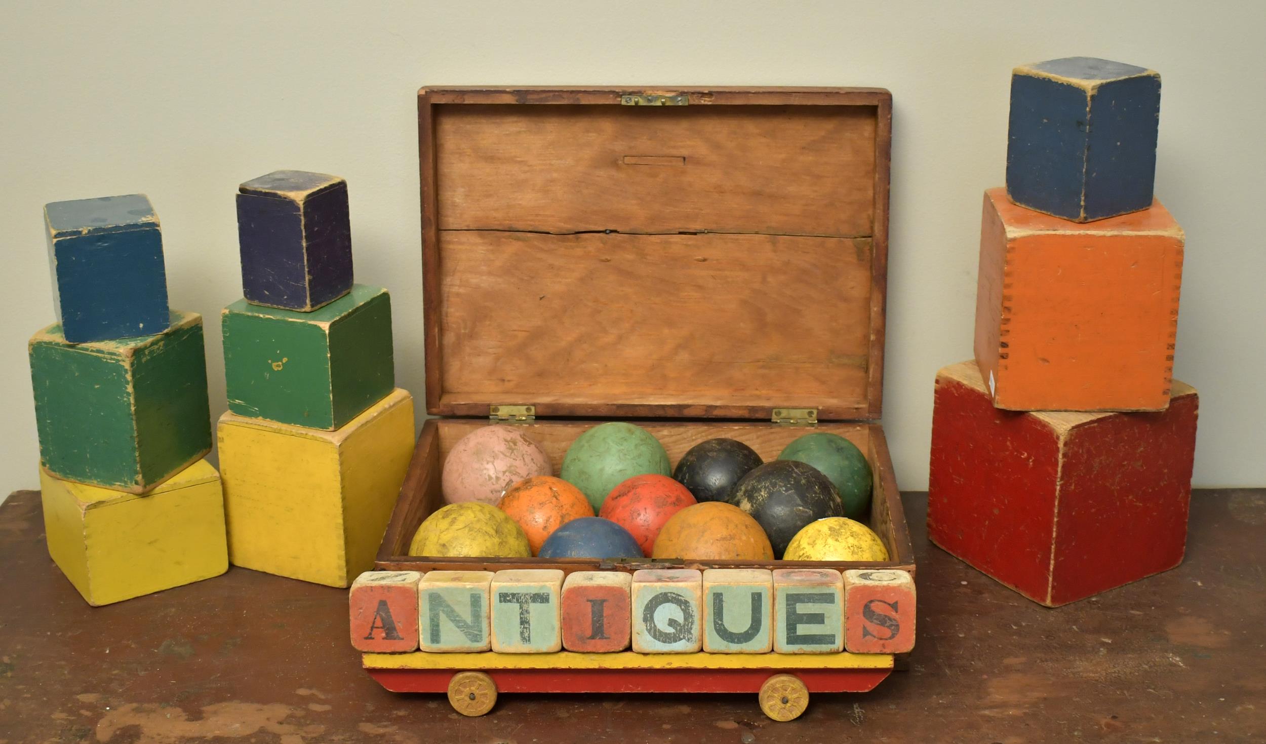 ANTIQUE PAINTED CHILDREN'S TOYS.