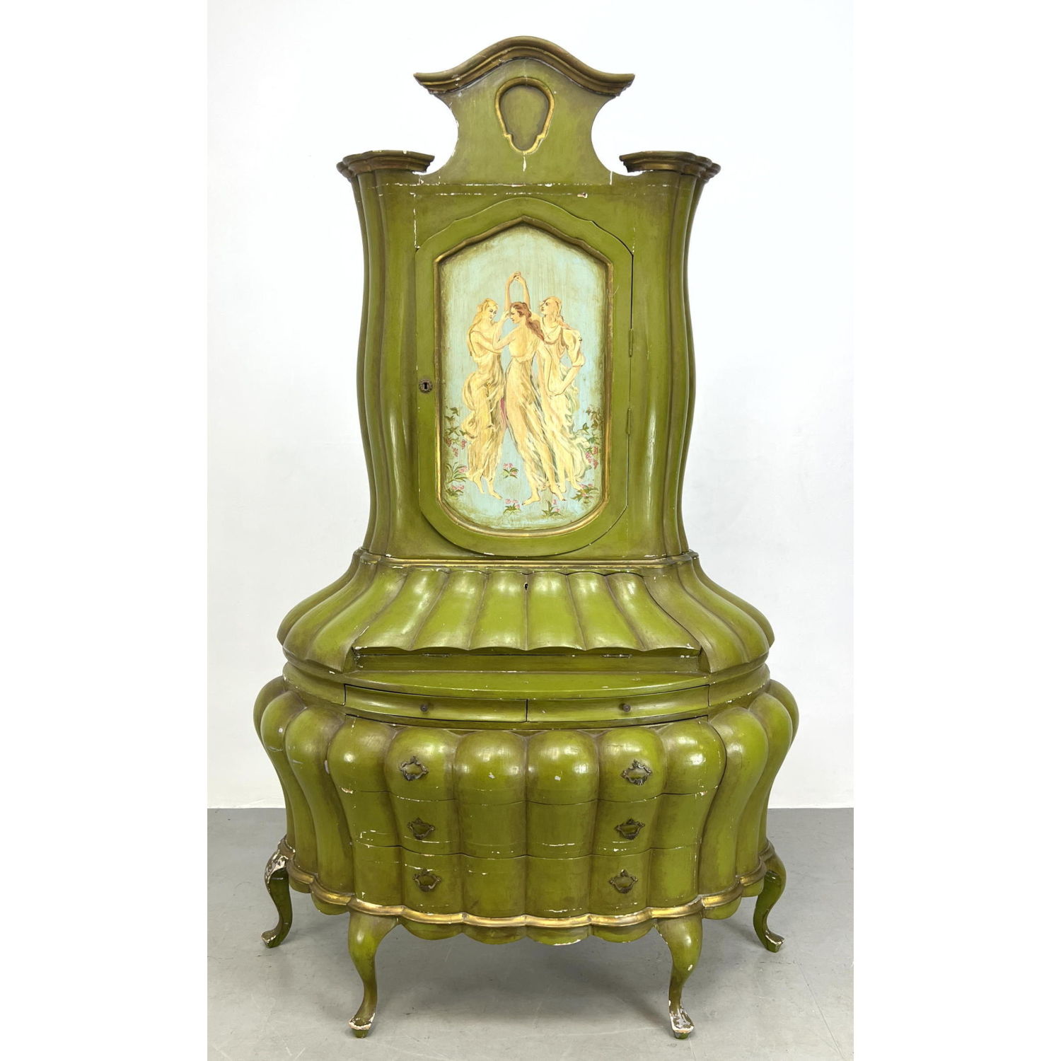 Antique Painted Green Chest on