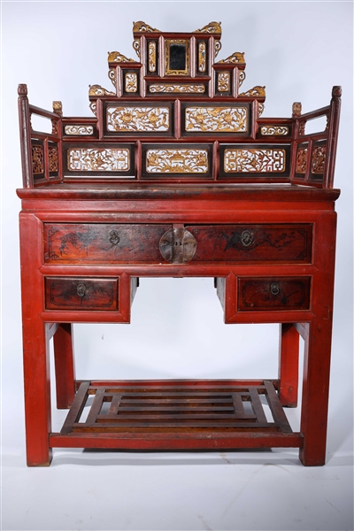 Antique painted red ornate