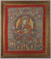 ANTIQUE PAINTED TIBETAN THANGK