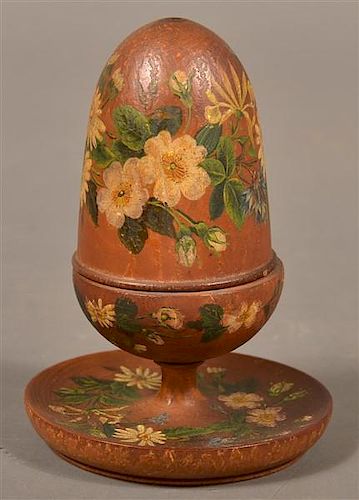 ANTIQUE PAINTED WOOD ACORN FORM