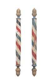 ANTIQUE PAIR BARBER POLES POLY