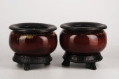 ANTIQUE PAIR CERAMIC PLANTER<b