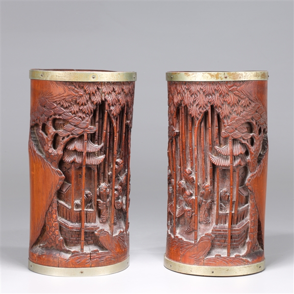 Antique Pair Chinese carved