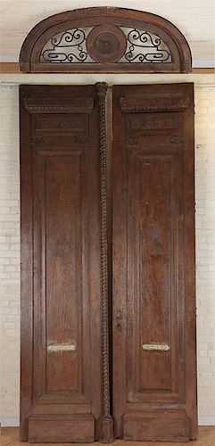 ANTIQUE PAIR OAK ENTRYDOORS &