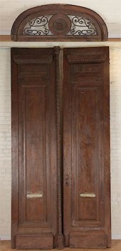 ANTIQUE PAIR OAK ENTRYDOORS &