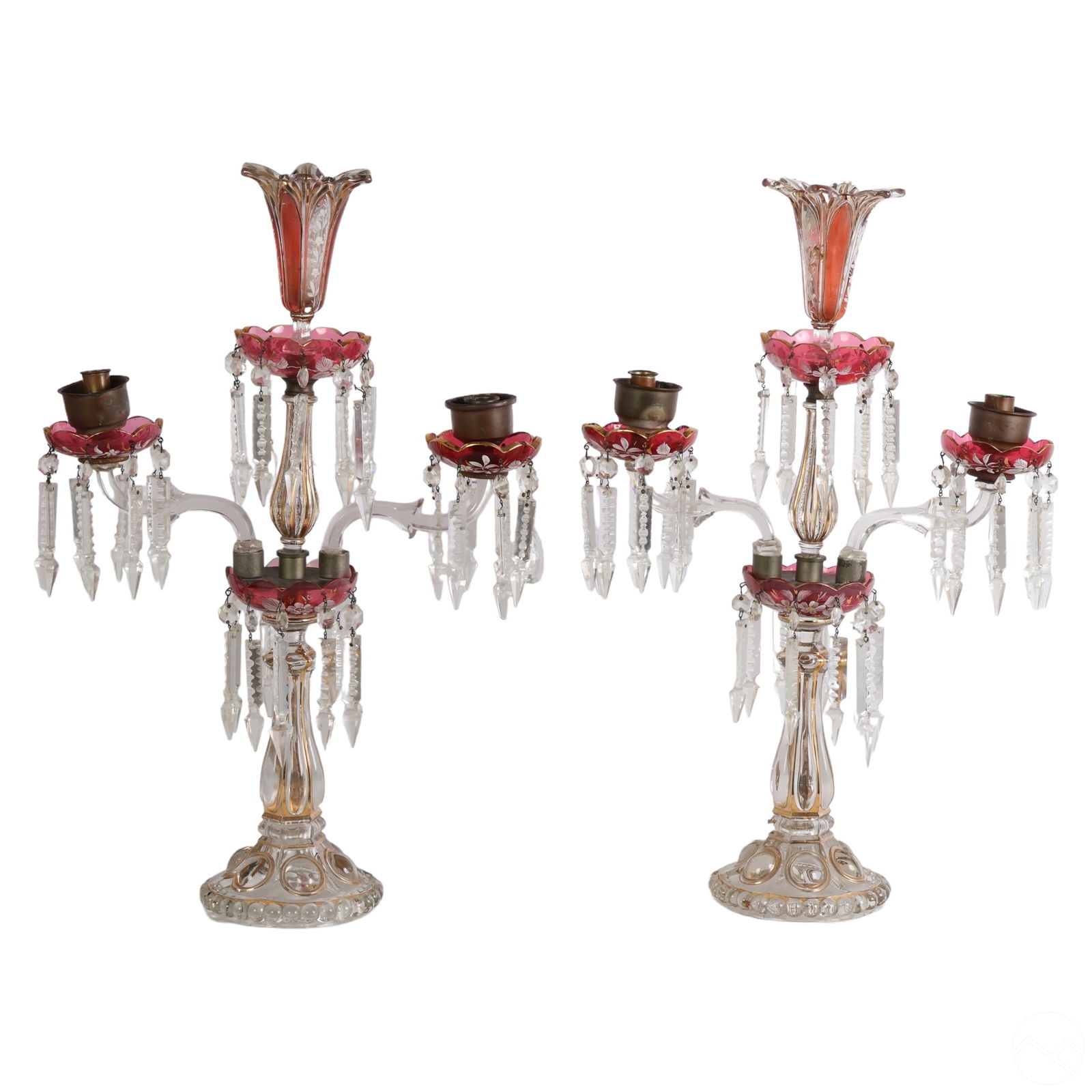 ANTIQUE PAIR OF BACCARAT STYLE