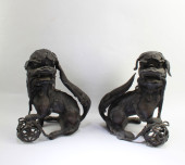 ANTIQUE PAIR OF BRONZE FOO LIO