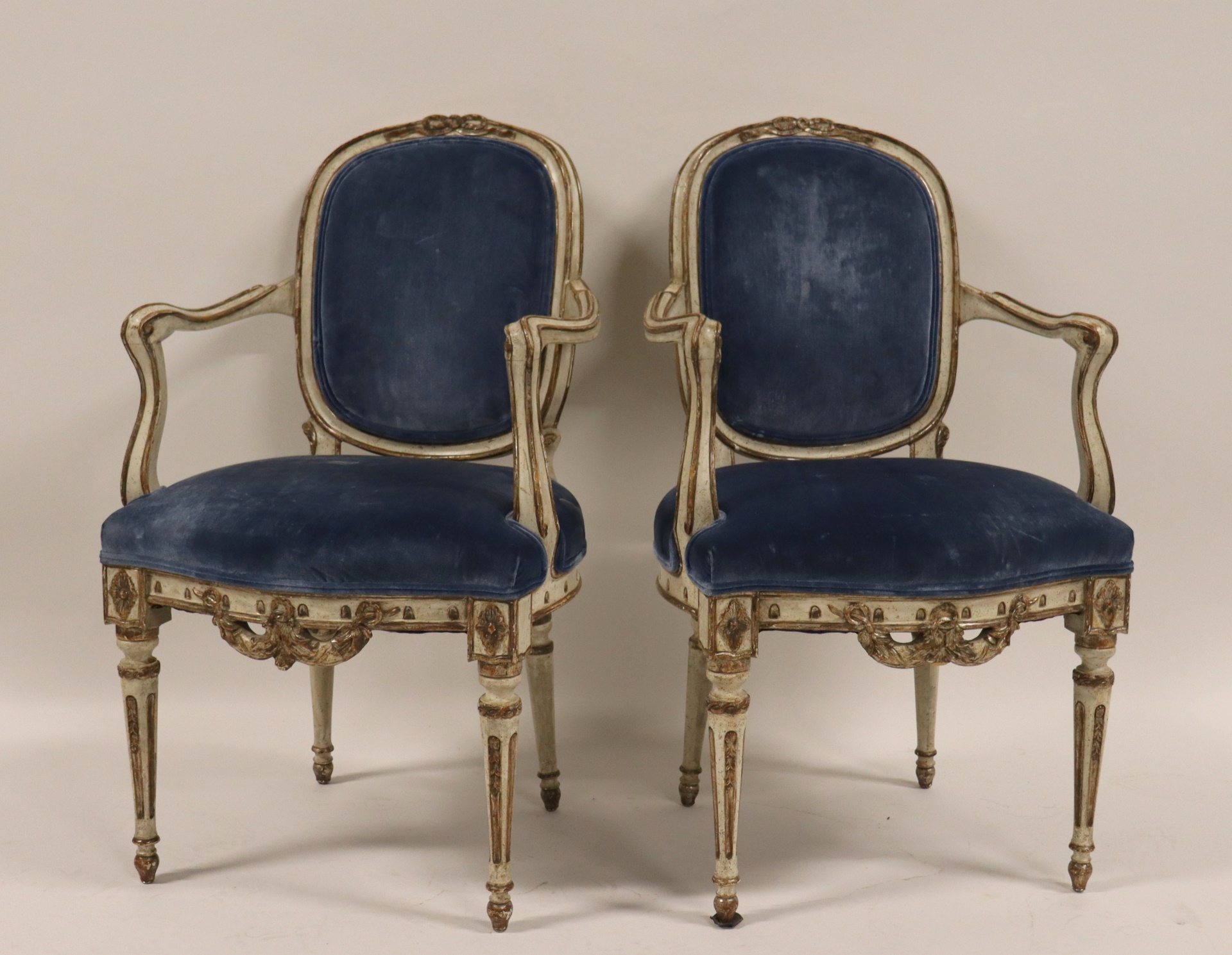 ANTIQUE PAIR OF CARVED AND PAINT