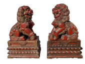ANTIQUE PAIR OF CARVED WOODEN