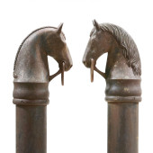 ANTIQUE PAIR OF LARGE CAST IRO