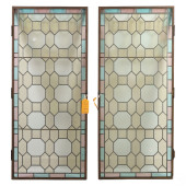 ANTIQUE PAIR STAINED GLASS PAN