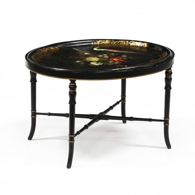ANTIQUE PAPIER-MACHE TRAY ON