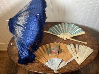 Antique parasol with carved bone