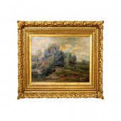ANTIQUE PASTORAL OIL PAINTING