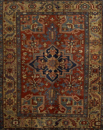 Antique Persian Heriz Carpet,  7'