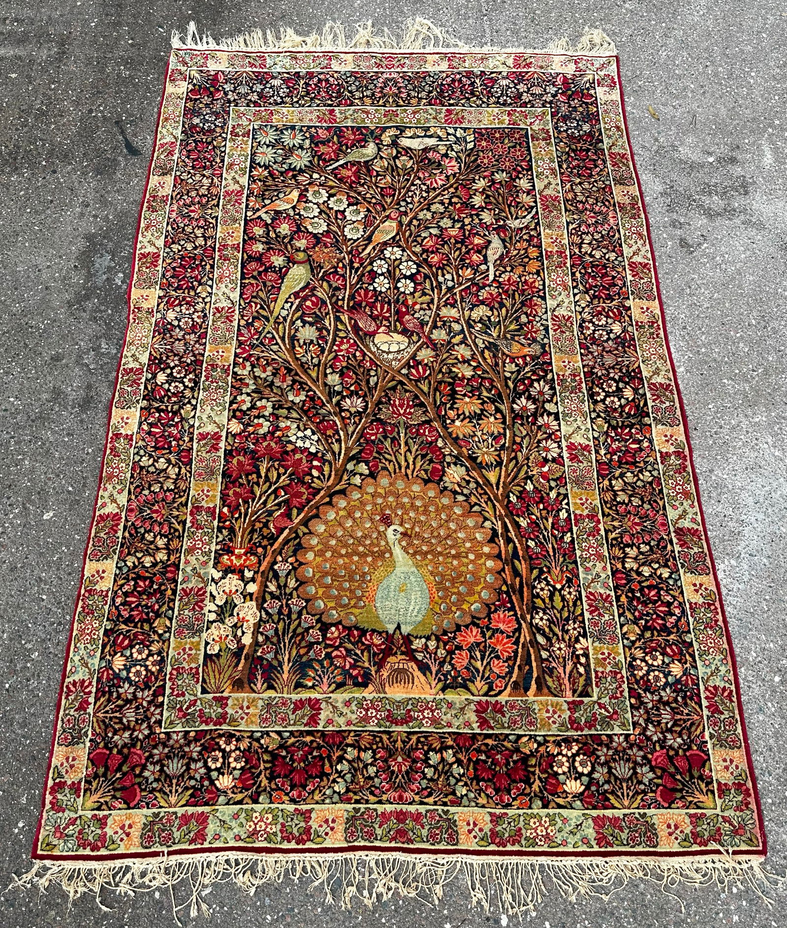 ANTIQUE PERSIAN KERMAN RUG, PEACOCK