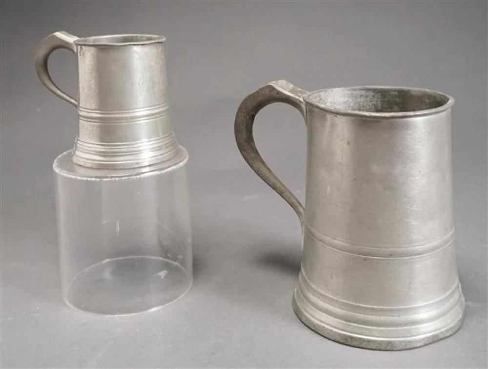 ANTIQUE PEWTER QUART AND HALF