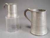 ANTIQUE PEWTER QUART AND HALF