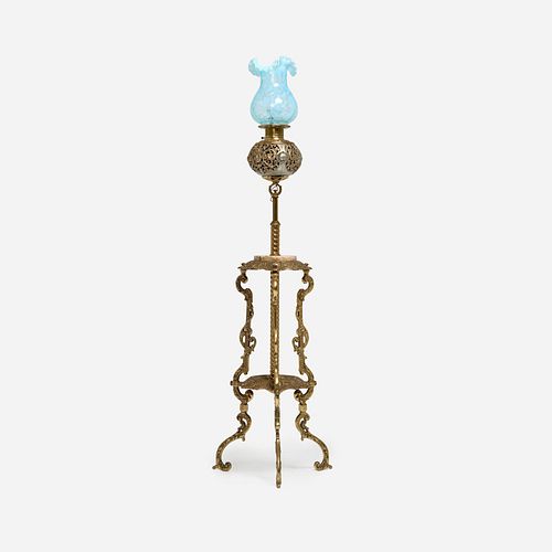 ANTIQUE PIANO LAMP, FENTON GLASS
