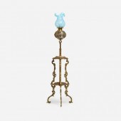 ANTIQUE PIANO LAMP, FENTON GLA