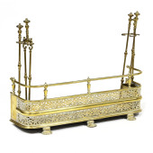 ANTIQUE PIERCED BRASS FIRE FEN