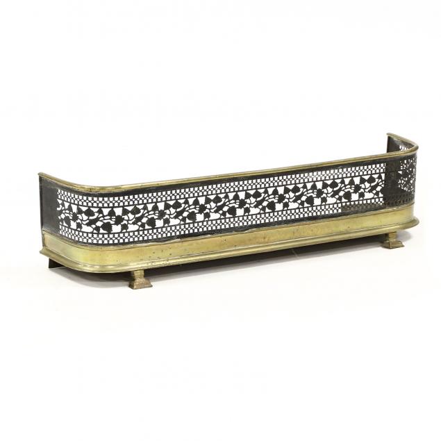 ANTIQUE PIERCED IRON AND BRASS FIRE