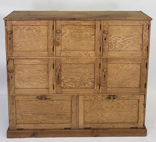 ANTIQUE PINE 8-DOOR SHIPS CHANDLERY