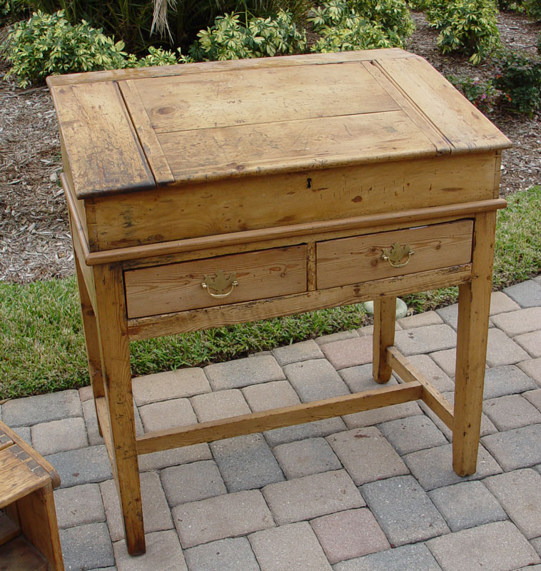 ANTIQUE PINE LIFT TOP TEACHERS DESK