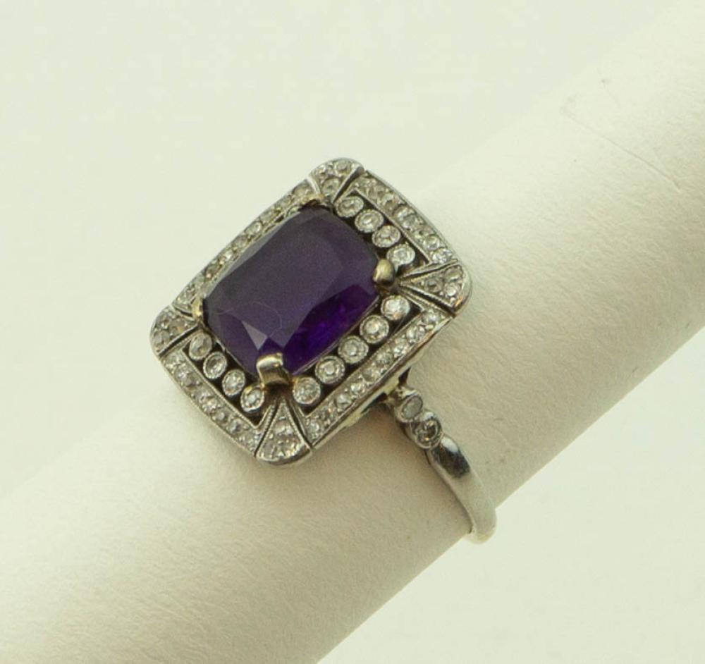 ANTIQUE PLATINUM AMETHYST AND