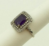 ANTIQUE PLATINUM AMETHYST AND