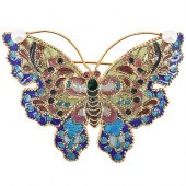 ANTIQUE PLIQUE-A-JOUR BUTTERFL