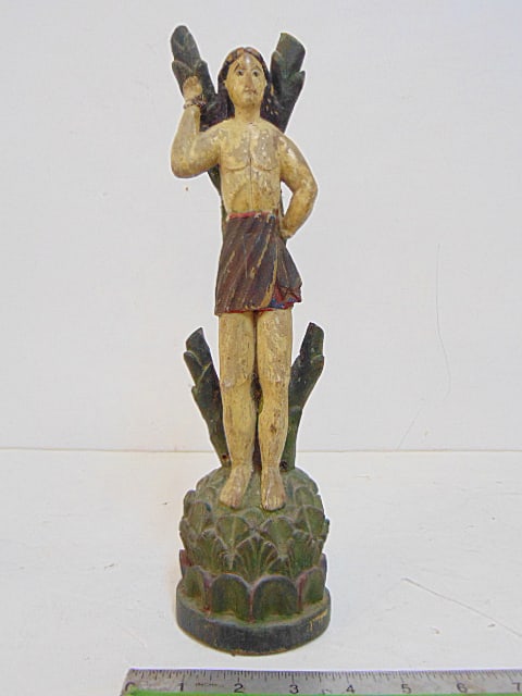 ANTIQUE POLYCHROME CARVED WOOD