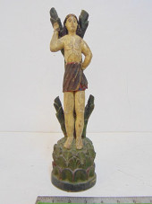 ANTIQUE POLYCHROME CARVED WOOD