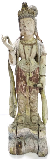 ANTIQUE POLYCHROME CARVED WOOD