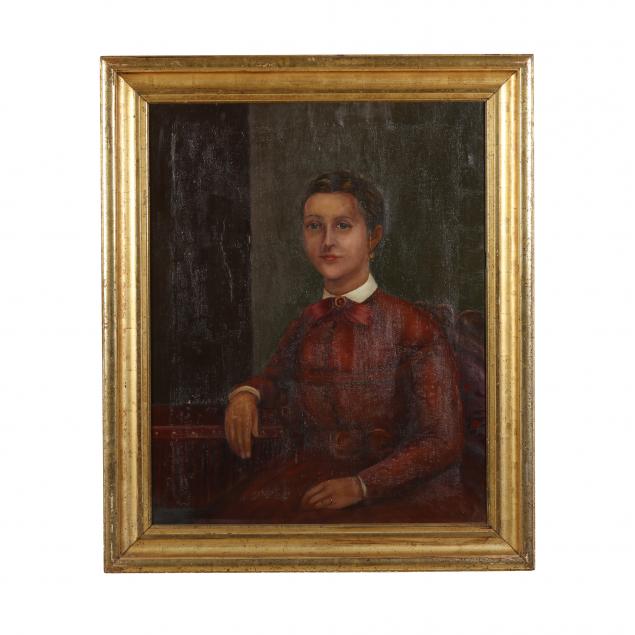 ANTIQUE PORTRAIT OF A WOMAN IN RED