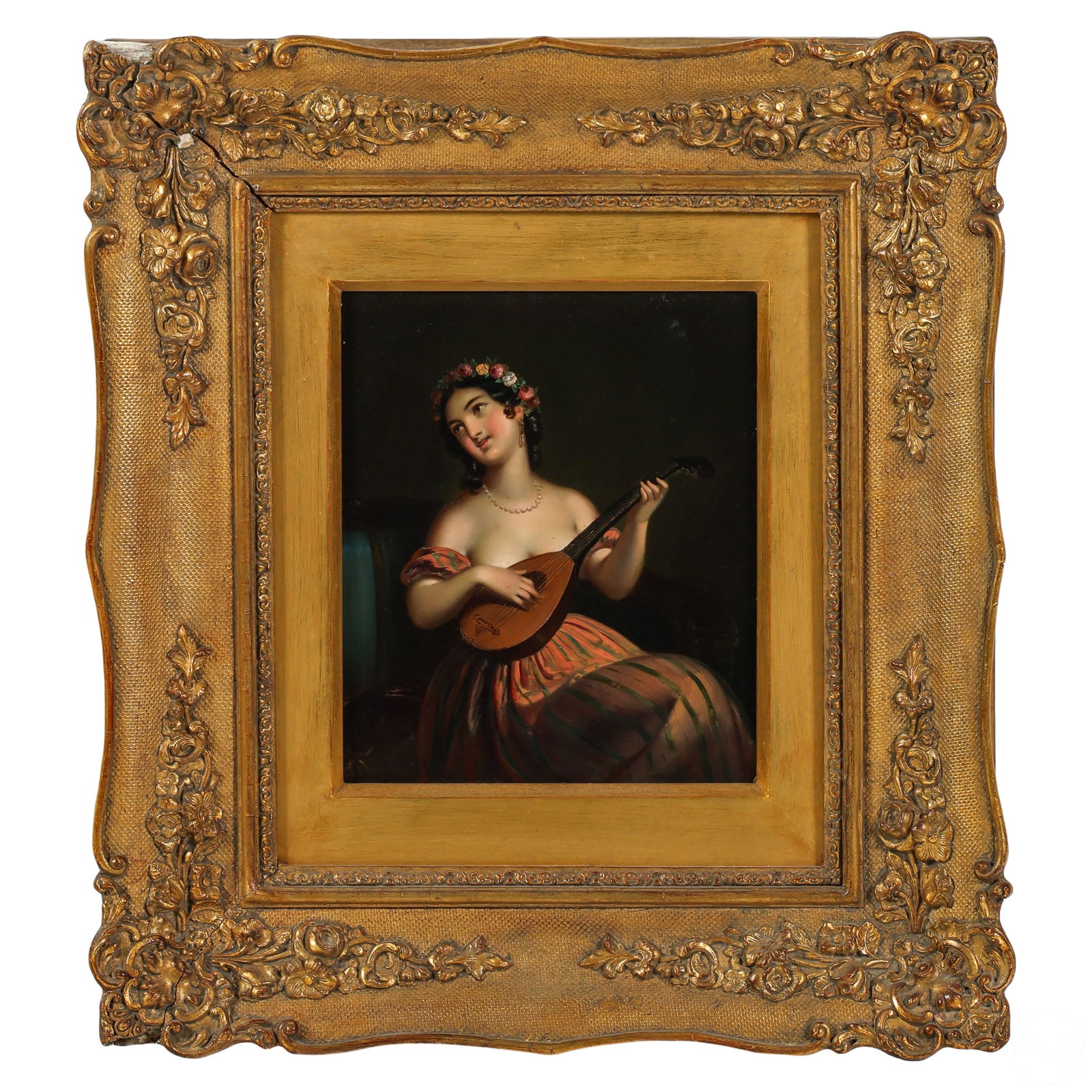 ANTIQUE PORTRAIT OF FEMALE LUTE