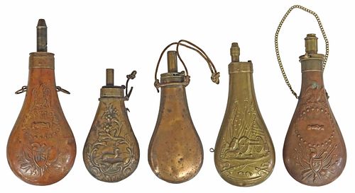ANTIQUE POWDER FLASKS, COLT