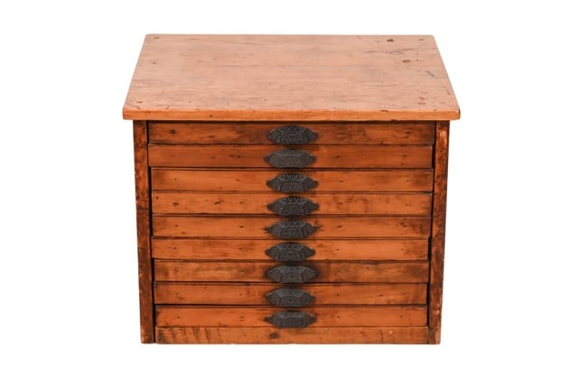ANTIQUE PRINT FILING CABINET WITH