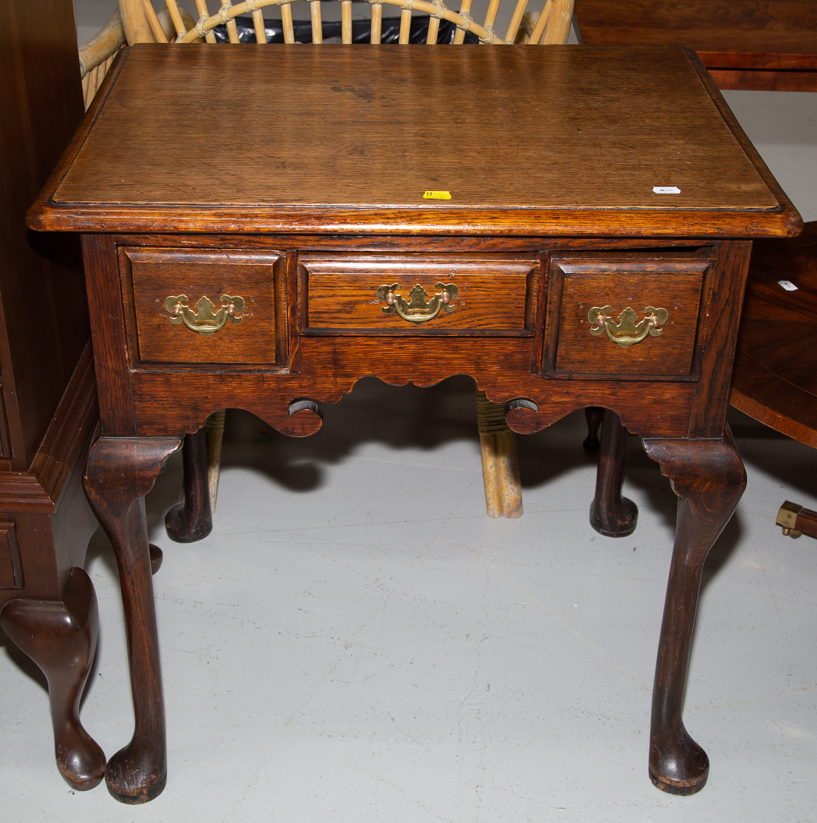 ANTIQUE QUEEN ANNE STYLE OAK LOWBOY