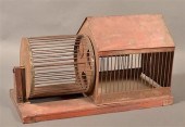 ANTIQUE RED PAINT TIN AND WOOD