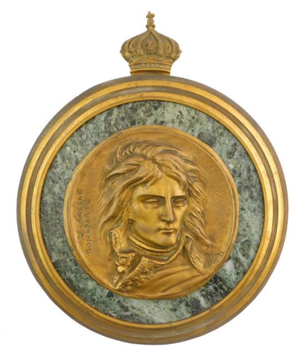 ANTIQUE RELIEF BRONZE PLAQUE, "LE