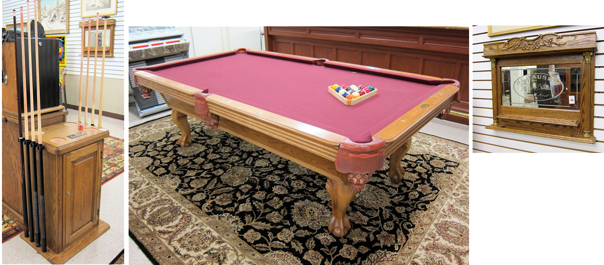 ANTIQUE REPRODUCTION OAK POOL TABLE